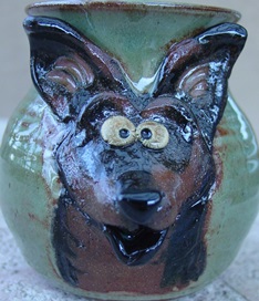german shepherd ceramic handmade treat jar mug