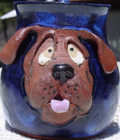 hound dog ceramic handmade cup mug custom treat jar