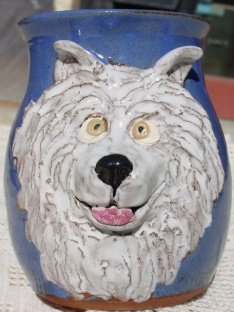 samoyed handmade treat jar mug ceramic pottery