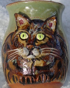 tabby kitty mug treat jar handmade 
