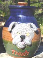 bull dog ceramic handmade treat jar mug