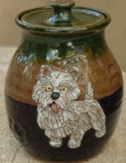 west highland terrier westy cartoon clay handmade treat jar mug