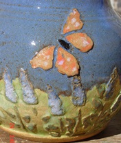 catnip and butterfly ceramic pet urn