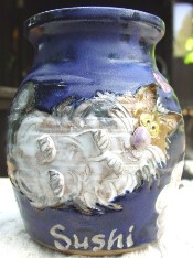 cat burial cartoon portrait pet urn