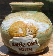 little girl kitty cat urn