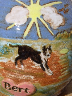 simple sketched dog portrait urn