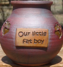 cat pet urn with heart name badge