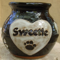 black and white heart badge pet urn