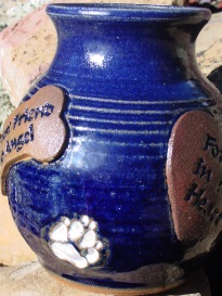 deep blue ceramic pet urn