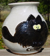 black cat pet urn