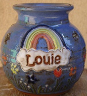 rainbow & flowers design on pet urn