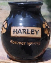 pet dog urn with name badge