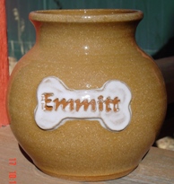 bone badge on dog urn
