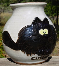 black cat pet urn